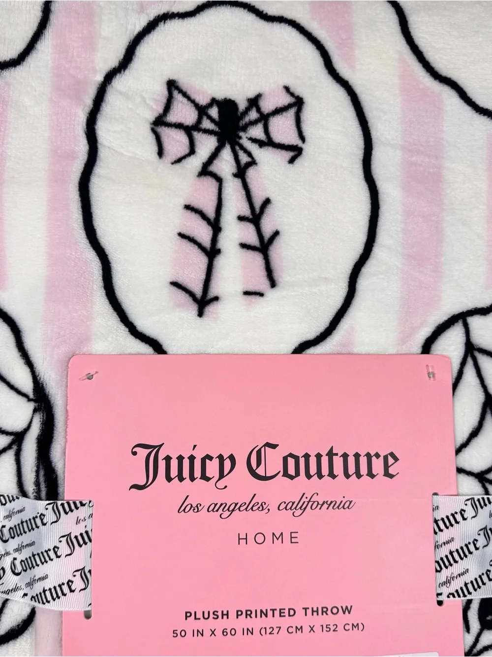 NEW Juicy Couture Spiders Spiderwebs and Bows Halloween Blanket